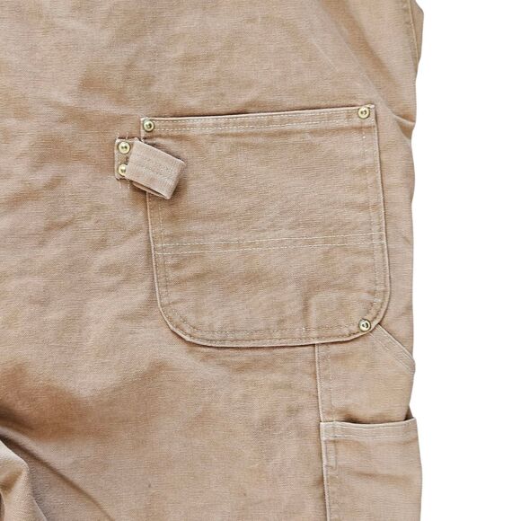 Vintage CARHARTT R01 Bib Overalls Brown Double Knee USA Union Made 48X30 (48X28) - Picture 7 of 11